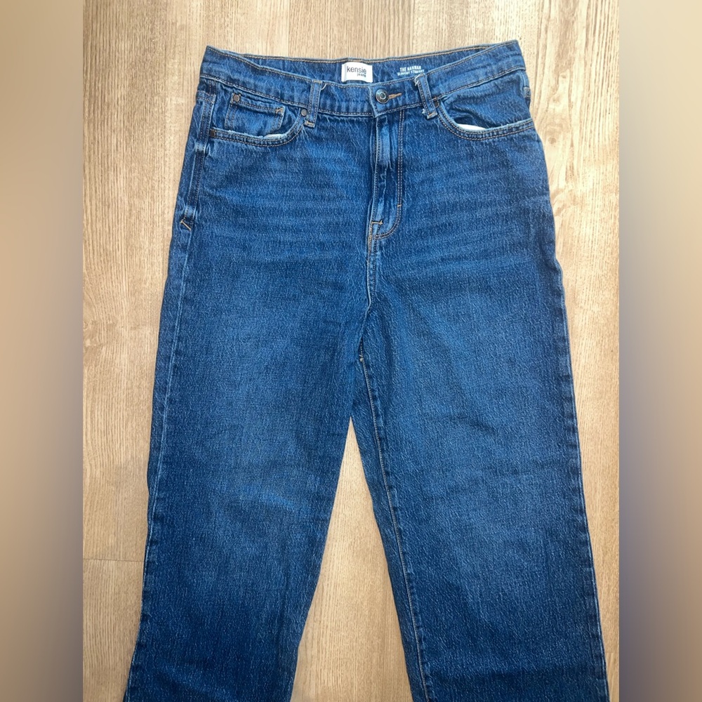 Kensie Women's Straight Leg Jeans in Dark Blue Denim - Picture 3 of 8